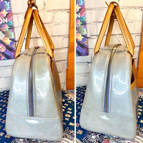 Louis Vuitton Ice blue Vernis Tompkins shoulder bag and scarf - Picture 7 of 16